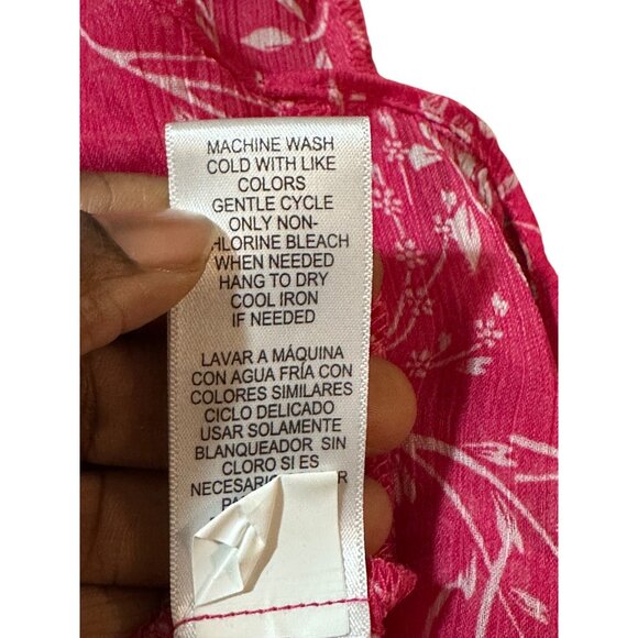 Cristina B Pink Sleeveless Floral Print Blouse Multi Layered Hi low Womens Sz L - Picture 8 of 9